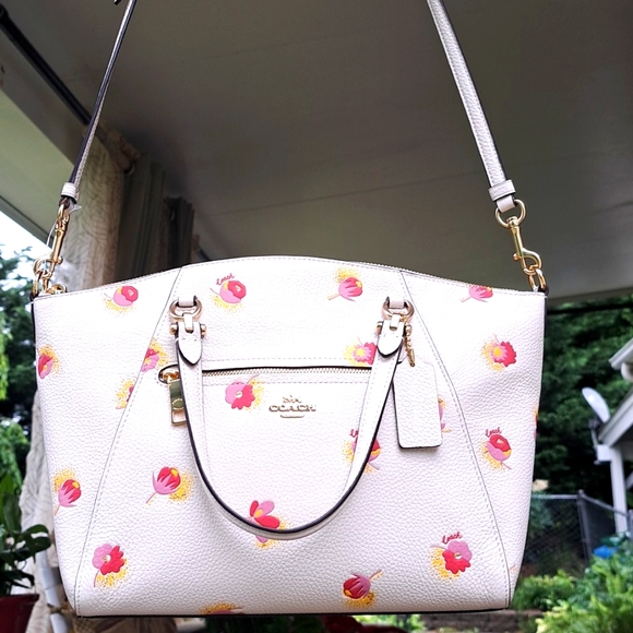 🎁 NEW Coach Prairie  C5838 Pink /White Satchel/Crossbody NEW with Tags - Picture 4 of 12